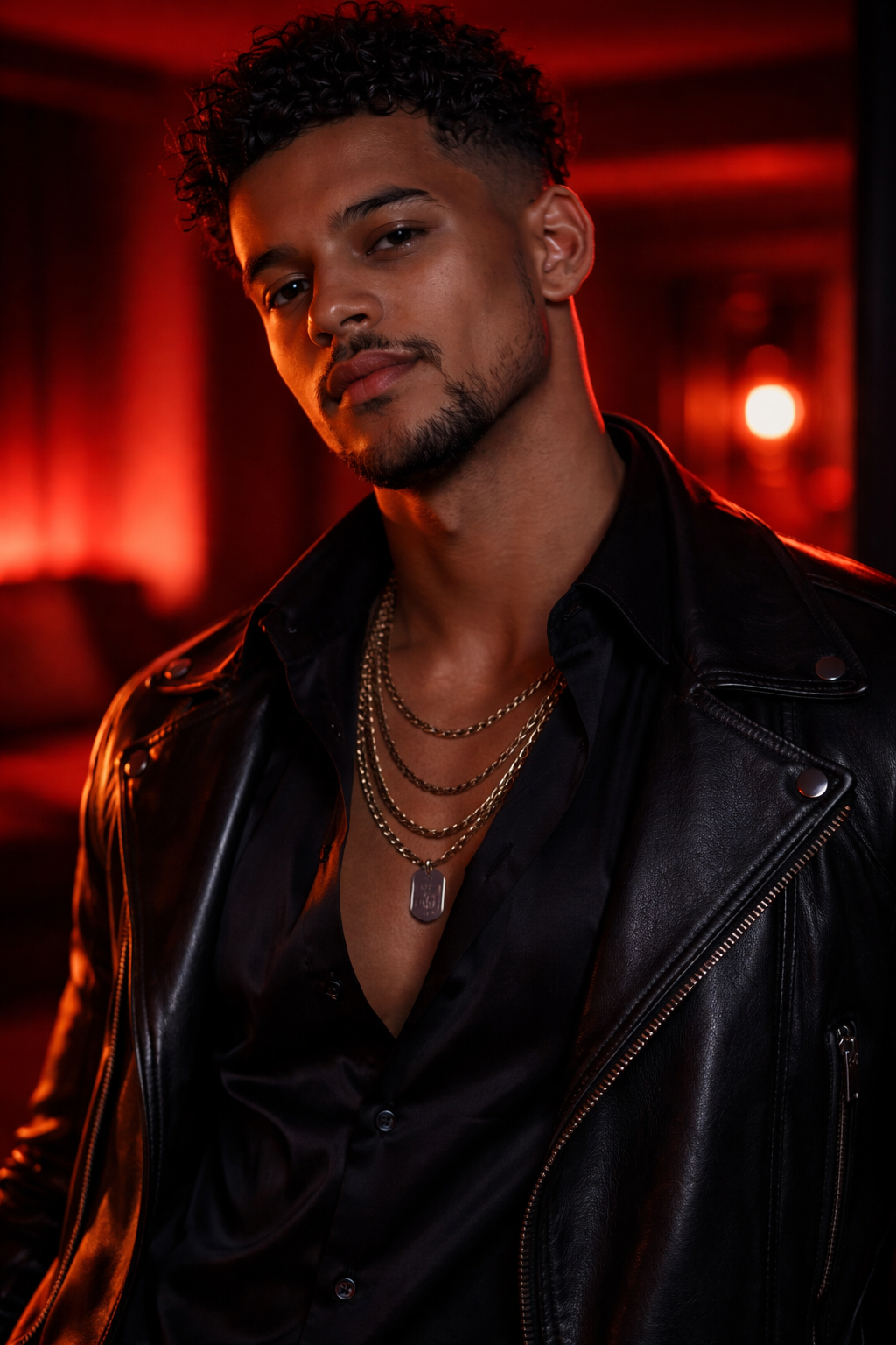 Jaceon portrait in red neon light